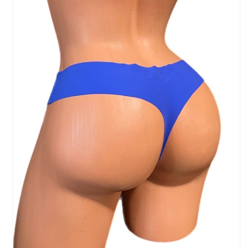 Victorias Secret VSX Sports YOGA Seamless No Show Thong panty Blue Large